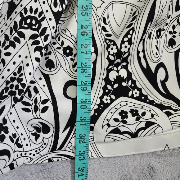 JUICY COUTURE Black and White Print With Peach,Green Floral Sleeveless Dress. 8 - Picture 11 of 12